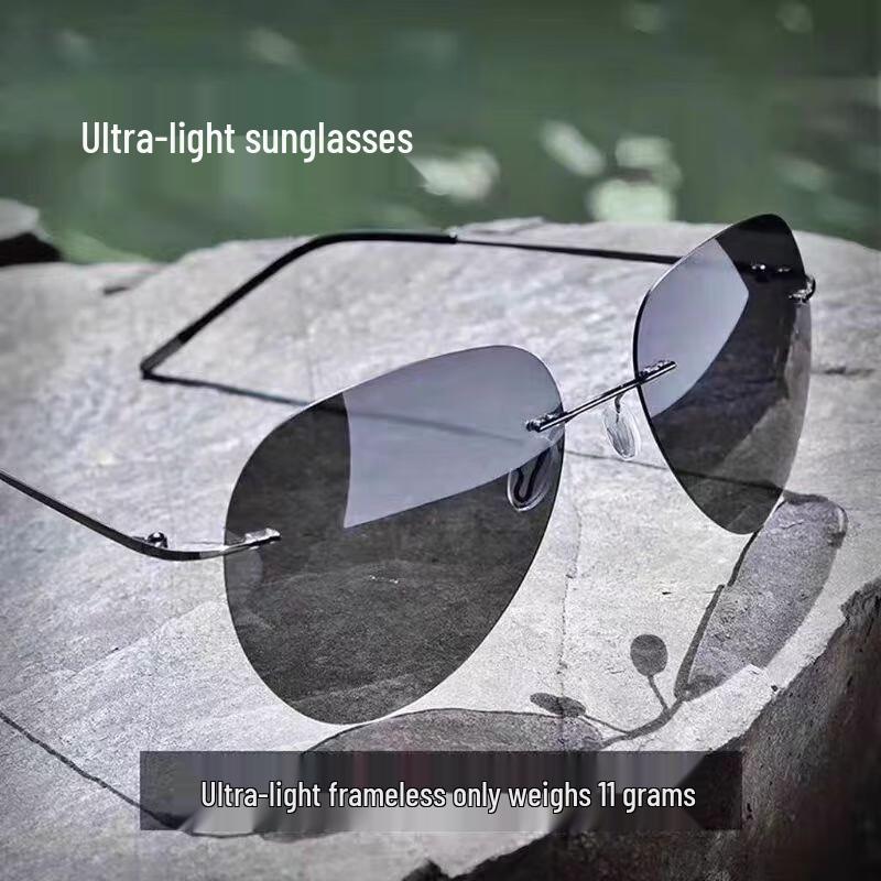 LESCA LUNETIER Men s Ultralight Rimless Polarized Aviator Sunglasses