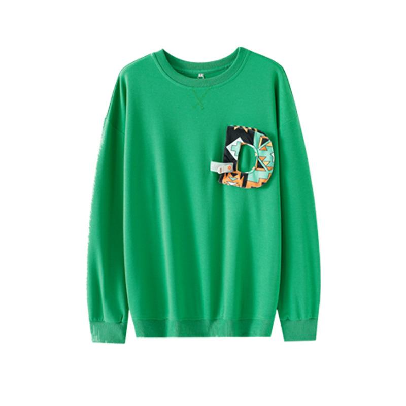 

Женское повседневное худи большого размера для начала осени, с круглым вырезом и облегающим топом с длинными рукавами XL зелёный