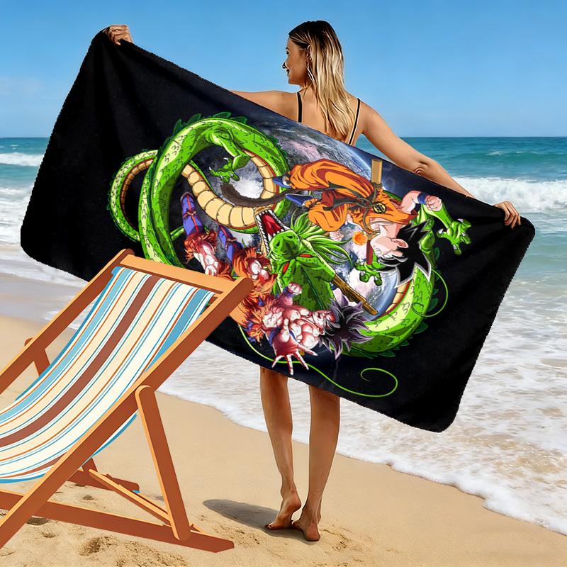 Dragon Ball Super Power beach towel Outdoor camping Beach towel for vacation photos quickdrying swim towel Outdoor pool towel Absorbent bath towel