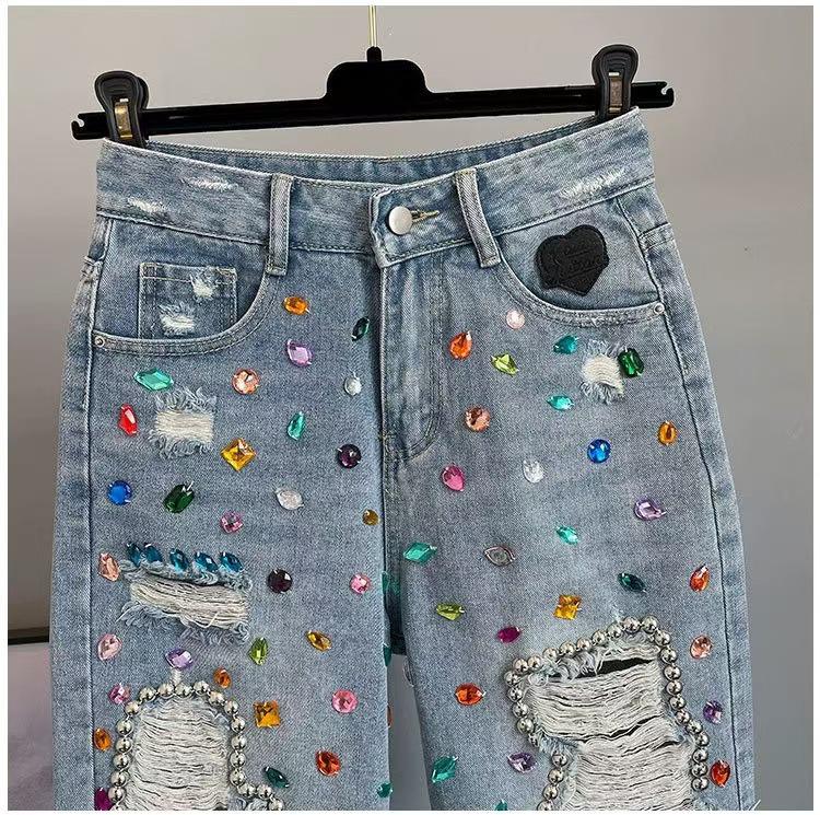 Pantaloni da Donna di Media Lunghezza Moda Europea e Americana Fai da Te