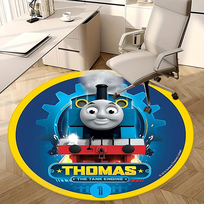 Thomas, a Locomotiva a Vapor Cadeira Tapete Redondo Carpete de Escritório, Lavável à Máquina, Antiderrapante, Adequado para Salas de Estar, Quartos