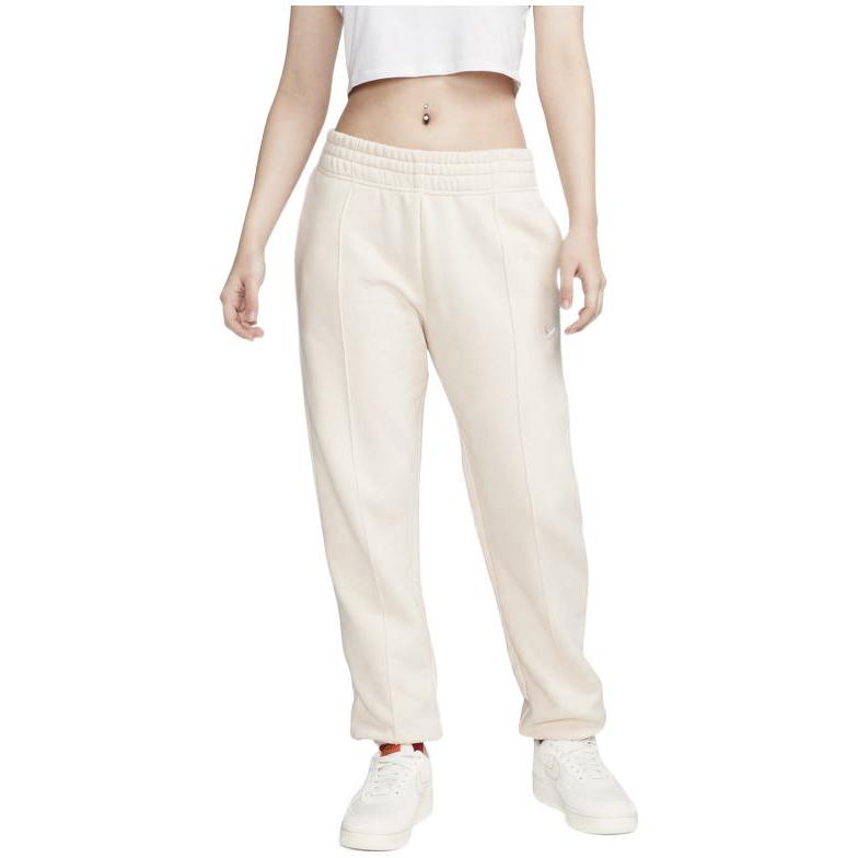 Nike Solid Color Logo Print Drawstring Fleece Joggers Women Bottoms Off-White DV7093-219