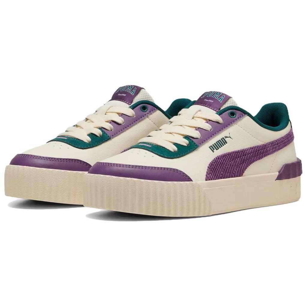 New PUMA Carina Lift Abrasion Resistant Low Top Skateboard Shoes Unisex Beige Purple 401737-01