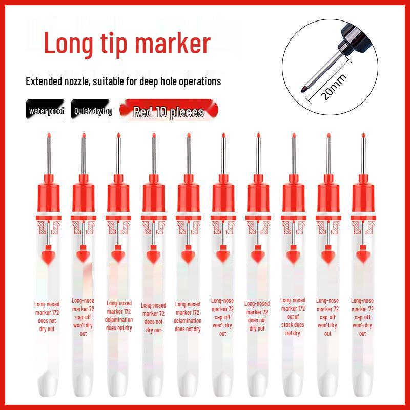 Long Tip 20mm Black Waterproof Deep Hole Marker for Woodworking and Tile