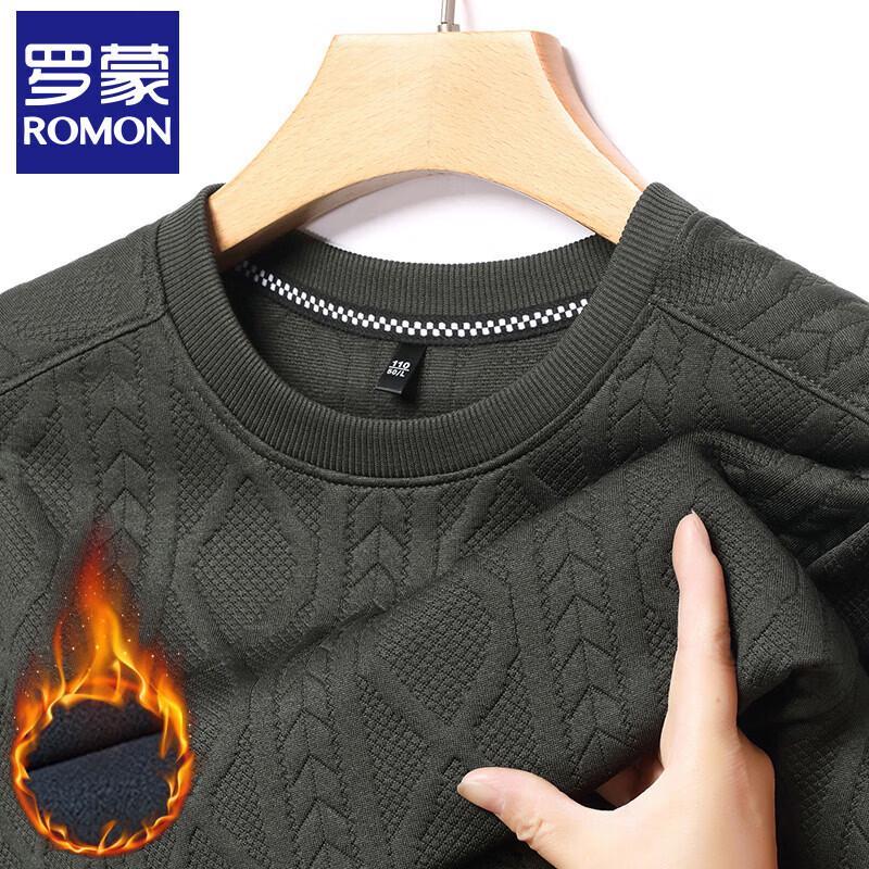 Romon Men s Jacquard Fleece Lined Crew Neck Sweatshirt 2XL
