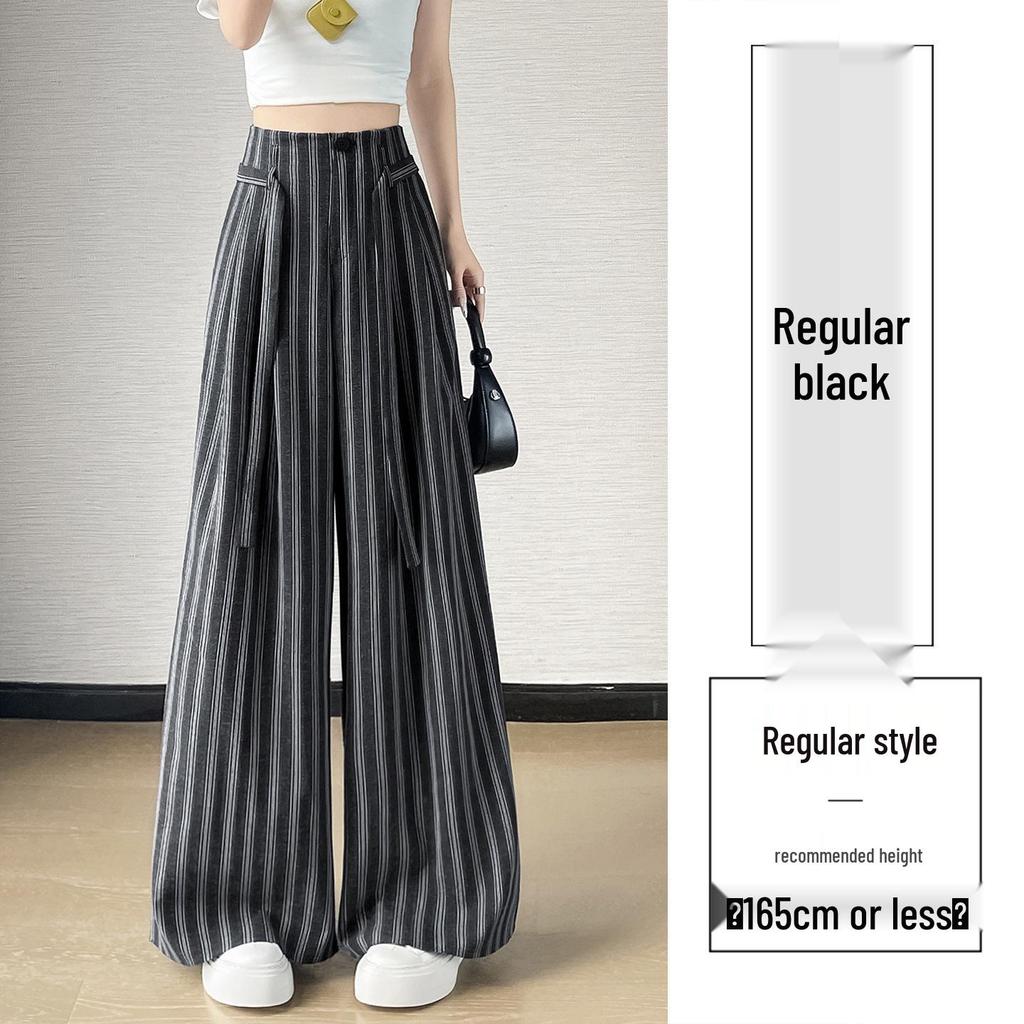 Women's Summer High-Waisted Retro Striped Wide-Leg Pants
