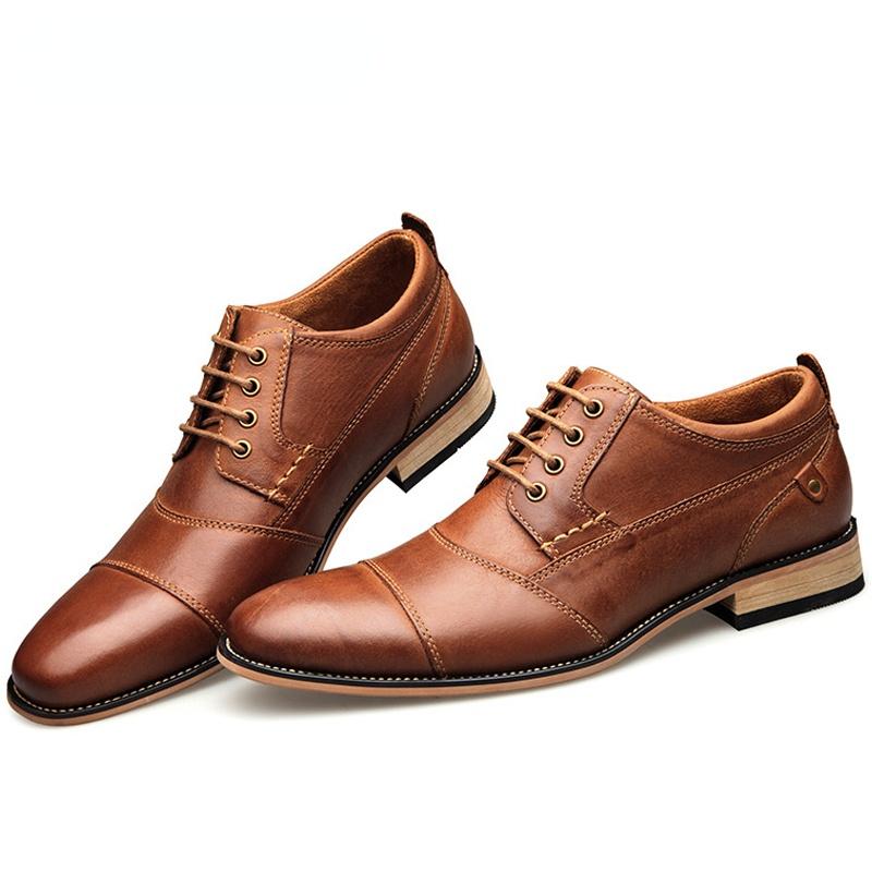 Brand Men Shoes Top Quality Oxfords British Style Men Genuine Leather Dress Shoes Business Formal Shoes Men Flats Plus Size 47