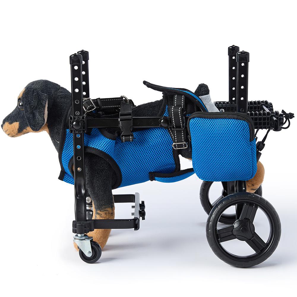 Dog Four-wheel Wheelchair French Fight Teddy Buddy Broken Leg Disability Training Rehabilitation Assistance Assisted Walking Car Adjustable pet 3-9kg синий