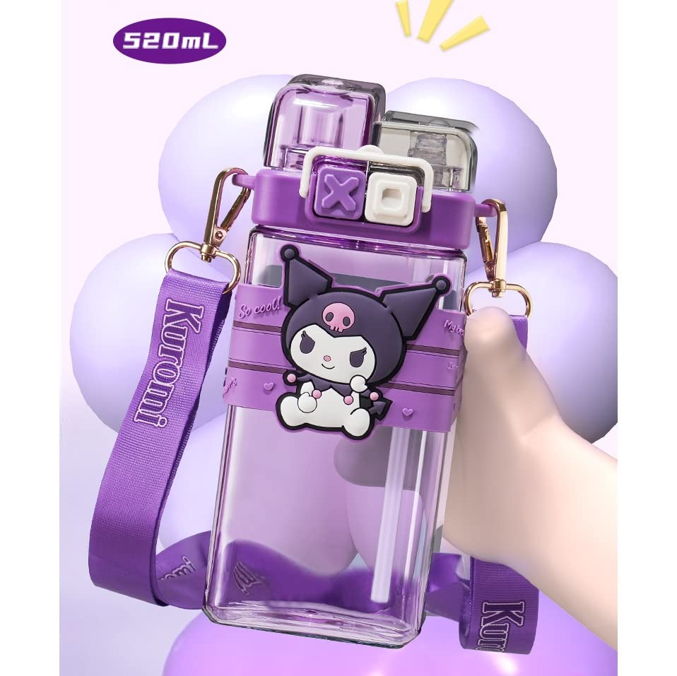 Kuromi, Cinnamoroll, Pochacco, Pompompurin, My Melody Water Bottle with Straw, Clear Bottle, Leak-Proof, Transparent, Kids' Water Bottle, Mug Bottle,