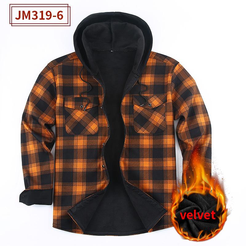 Men's Warm Thick Fleece Plaid Shirt Jacket Sherpa Lined Hoodie Flannel Shirts Outwear Winter Coat with Pockets Button Down Jackets with Hood for Men