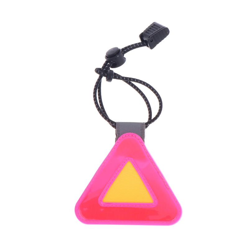 Night Riding Safety Reflector-Portable Bike Triangle Reflective Sticker Multi-Functional Pendant for Bicycle Helmet and Backpack розовый