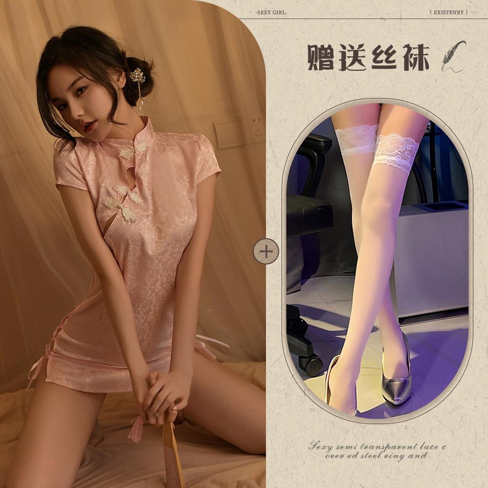 New sexy lingerie retro jacquard sexy classical cheongsam uniform temptation pajamas hot passion suit