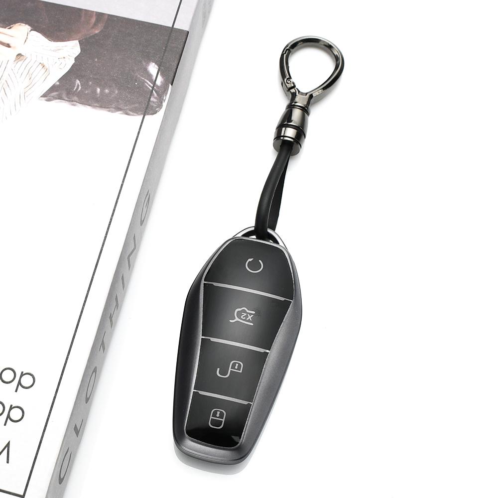4 Buttons Gun Grey Tpu Car Key Case Shell Fob For Byd Atto 3 Han Ev Dolphin Remote Control Protect Cover Auto Accessories
