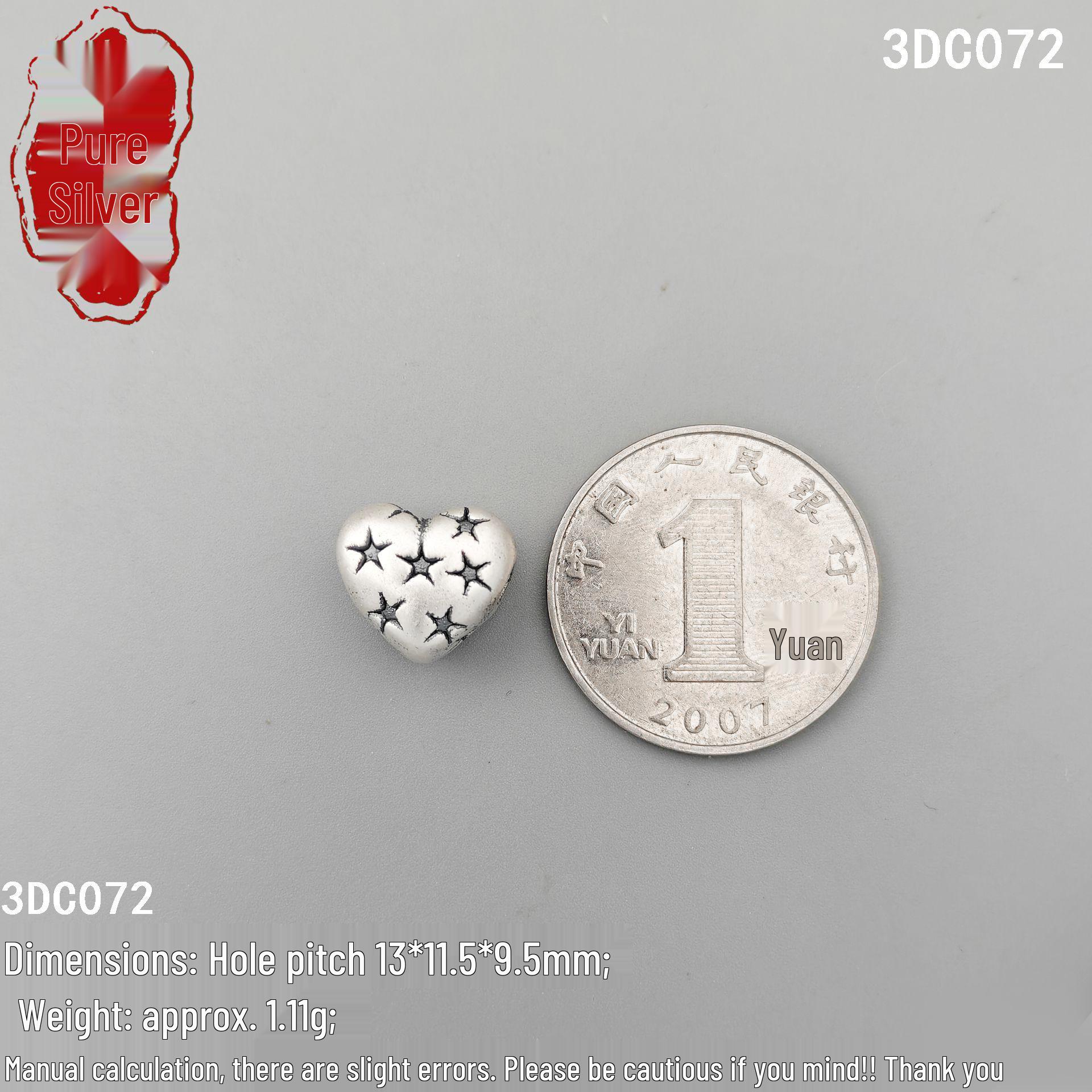 Sterling Silver Heart & Star Spacer Beads for DIY Bracelets & Necklaces 999 Sterling Silver: Single Pack