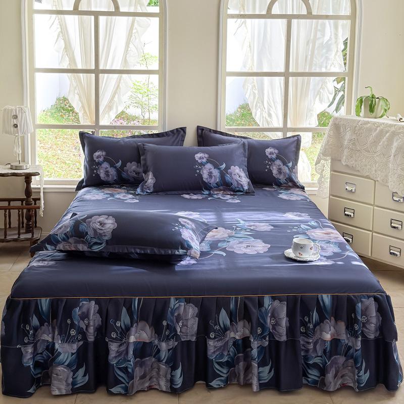 Ruffle Skirt Bedspread Home Textile Printed Bed Skirt Bedroom Coverlets Bedspreads Sheets Dust Cover Bedding 3PCS/Set