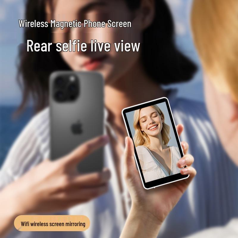 Wireless Mobile Selfie Projector with Split Screen and Teleprompter for Live Streaming