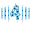 0-9 Blue and White Dog Birthday Candle Cake Top Digital Birthday Candle, Used for Boy and Girl Dog Claw Decoration Candles