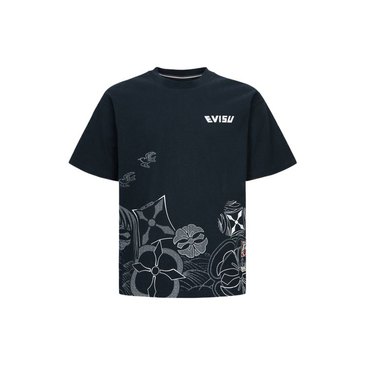 Evisu SS24 Multi-Home Flower Print Loose Casual Short Sleeve T-Shirt Men Tops 2ESHTM4TS1069RXCT