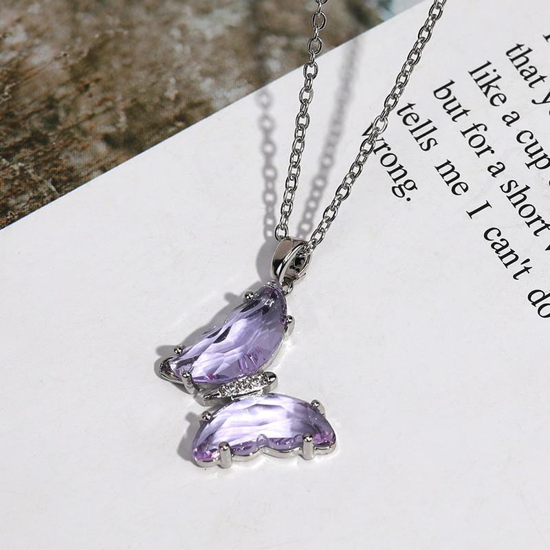 Steel Stylish Titanium Butterfly Crystal Chain Necklace For Women Perfect For Occasion Any