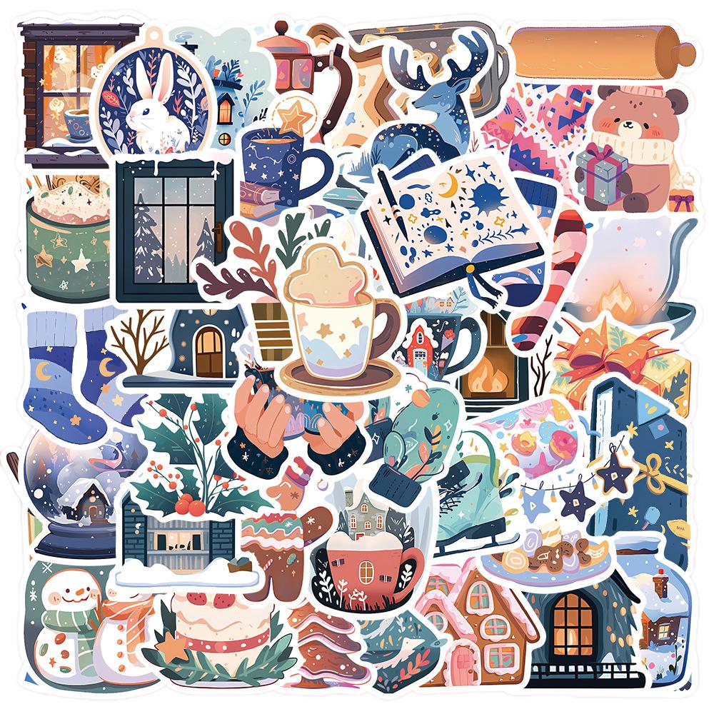 10 30 50Pcs Cartoon Winter Christmas Graffiti Stickers Decals Diy Phone Scrapbook Luggage Helmet Kid Toy Cute Waterproof Sticker