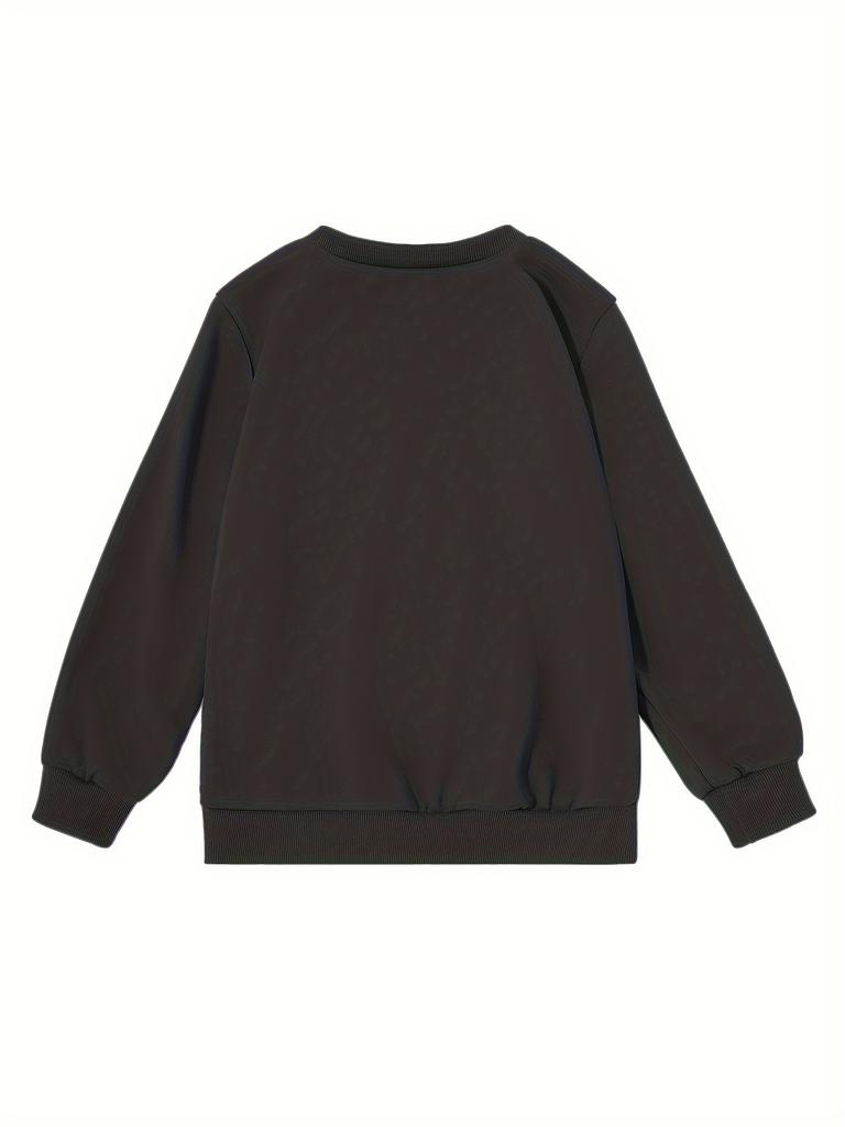Pullover Hoodie Cartoon Black Cat Print Girls' Sweatshirt Casual Long Sleeve Crew Neck for Fall/Winter Boys Kids Hoodies