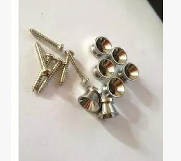 Silver Guitar and Ukulele Strap Buckle Button for Folk, Electric, and Bass Guitars.