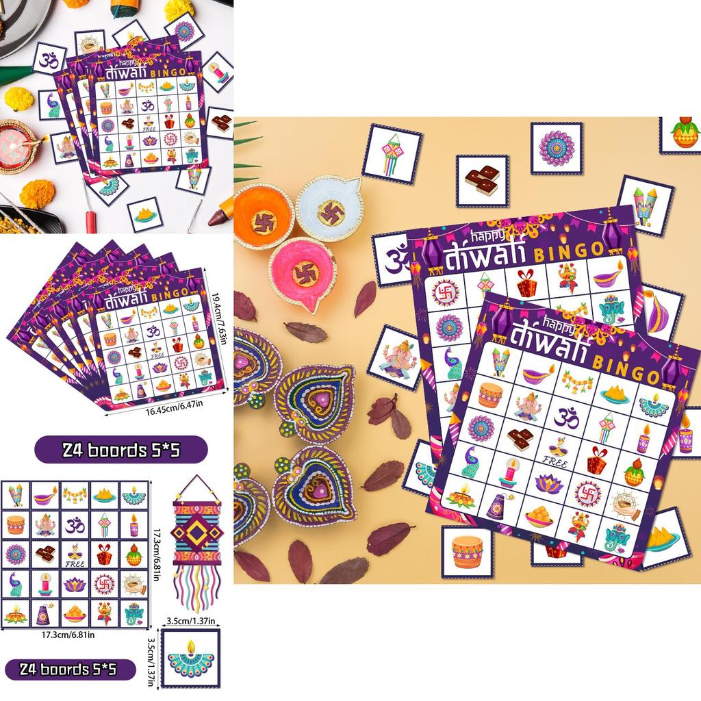 Diwali Party Bingo Spiel Set Mit Papierkarten Für Kinder Und Erwachsene Feier