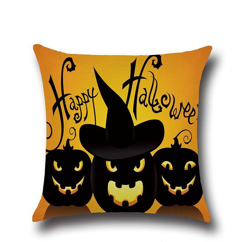 Cotton Linen Halloween Sofa Decor Cushion Cover With Stylish Pumpkin Design