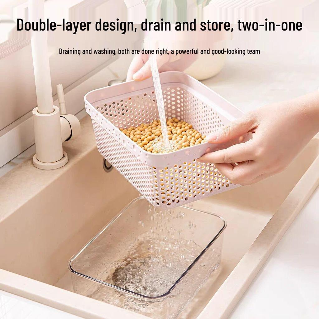 Double-Layer Kitchen Draining Basket: Multi-functional Sink Basin for Dishwashing & Vegetable Washing