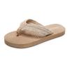 New imitation straw woven travel hemp bottom women's sandals Korean tide wearing flip-flops fashion beach pinch foot women's slippers