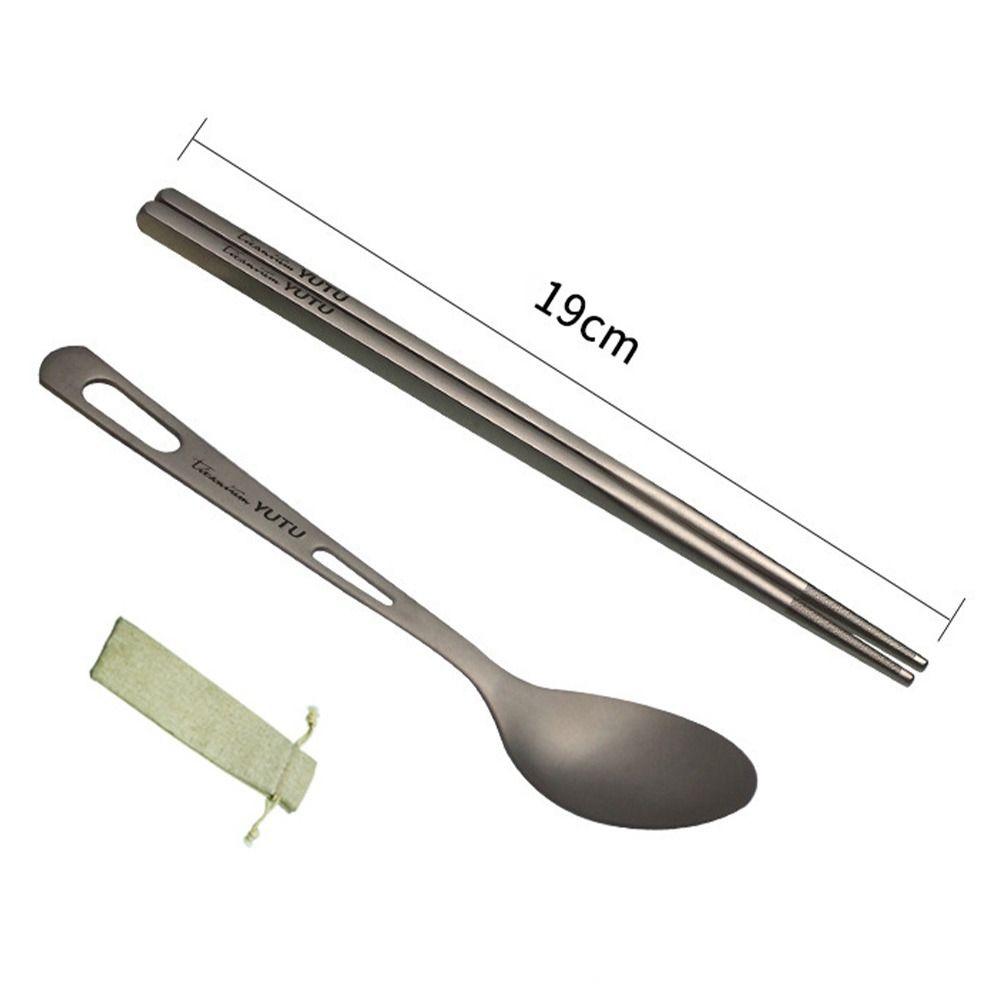 

Столовая посуда из титана для улицы, сверхлегкий нож, вилка, ложка, палочки для еды, наборы столовых приборов Set 1