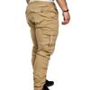 Skinny Cargo Pants Casual Men Solid Color Drawstring Waist Ankle Tied Pockets