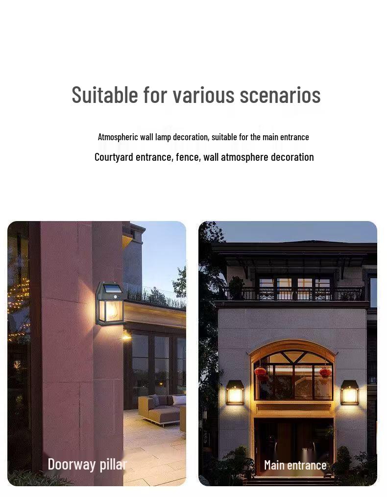 Solar Waterproof Outdoor Tungsten Filament Courtyard Wall Lamp