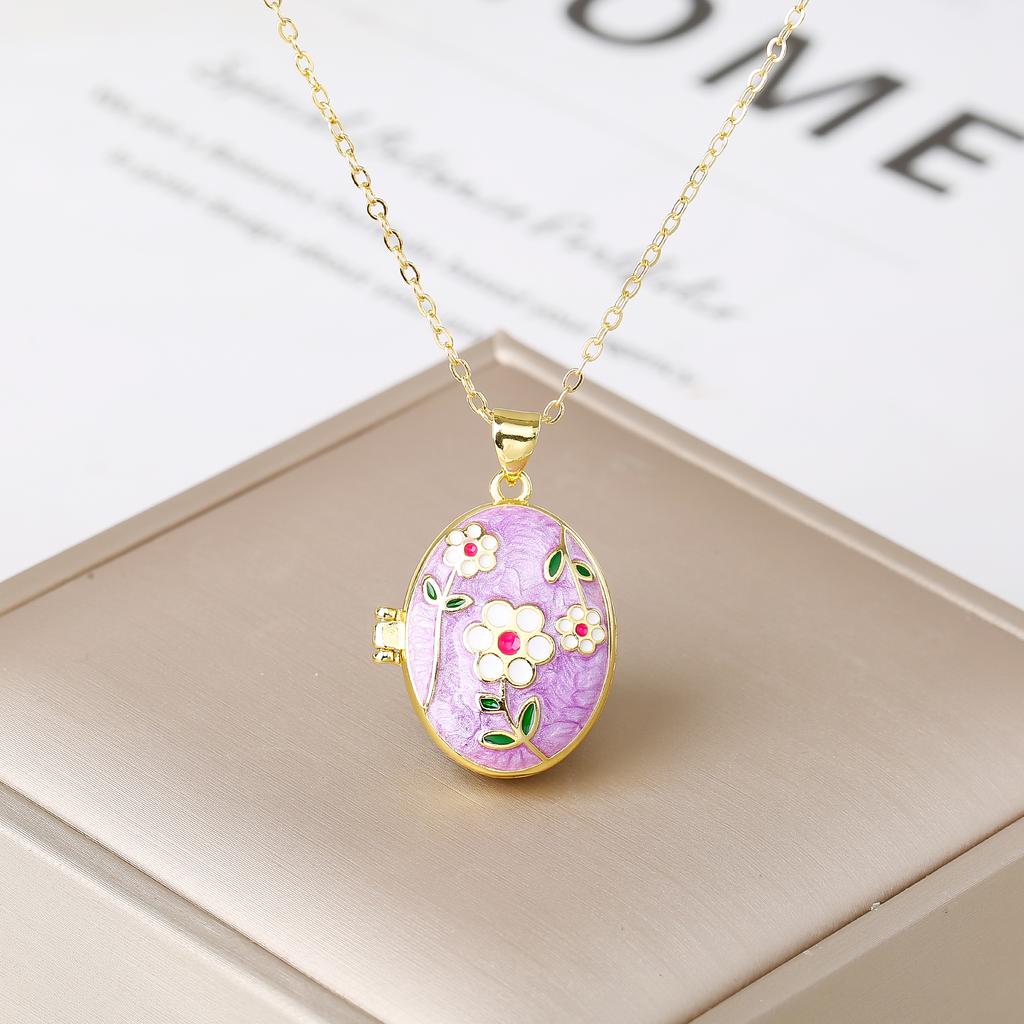 Luxury Enamel Art Handcrafted Rose Flower Pendant Necklace Creative for Women's Girls New Fashion Party Wedding Jewelry Gift