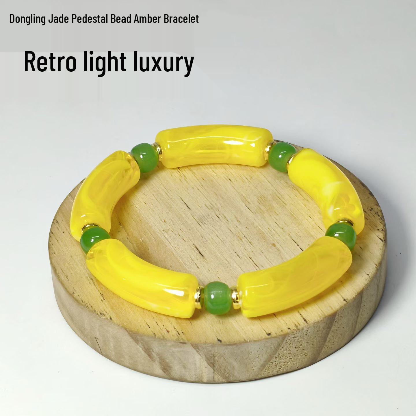 Европейская и американская модная акриловая изогнутая бамбуковая трубка браслет - Многоцветный ретро мраморный узор