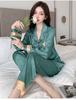 Ice Silk Women's Pajama Set - Thin Long Sleeve Top & Pants for Spring/Autumn.