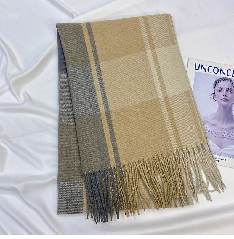 Plaid Scarf Female Autumn Winter Tassel Imitation Cashmere Shawl