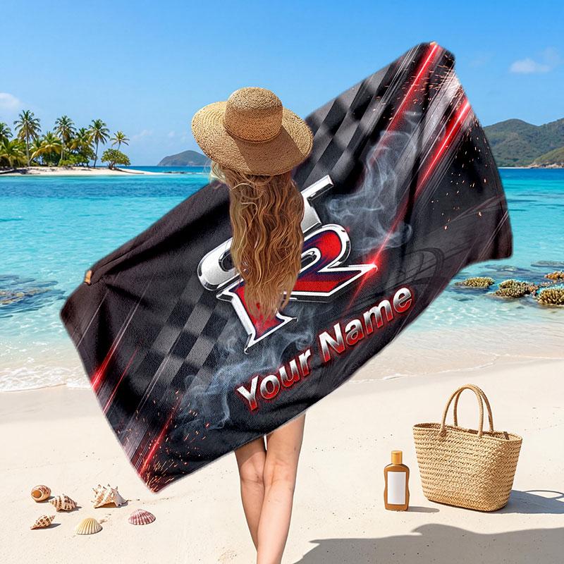Nissan GT-R Customized Name Text Beach Towel, Soft Absorbent Towel Beach Pool Travel Personal Gift
