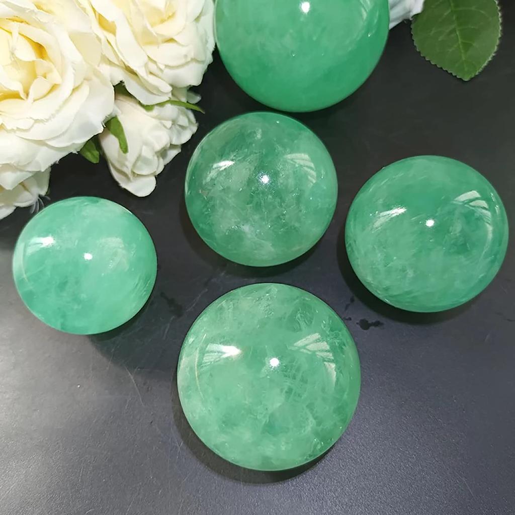 Natural fluorite diameter weight with green fluorite beautiful natural with beautiful green New sun interior decoration [POWERTONE] ball, approx.