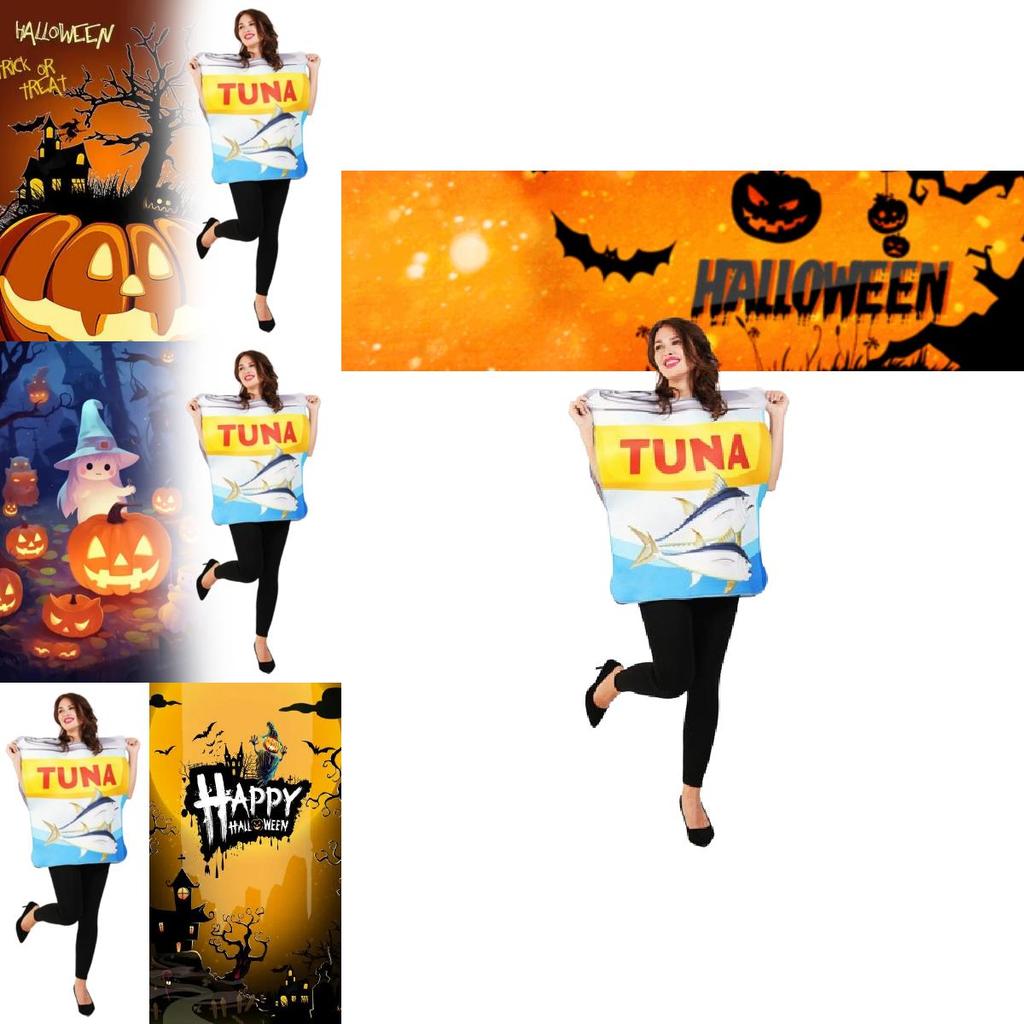 Seaside Tinned Tuna Halloween Adult Cosplay Costume Fancy Dress Stage Wear With Polyester Material For Young Adults