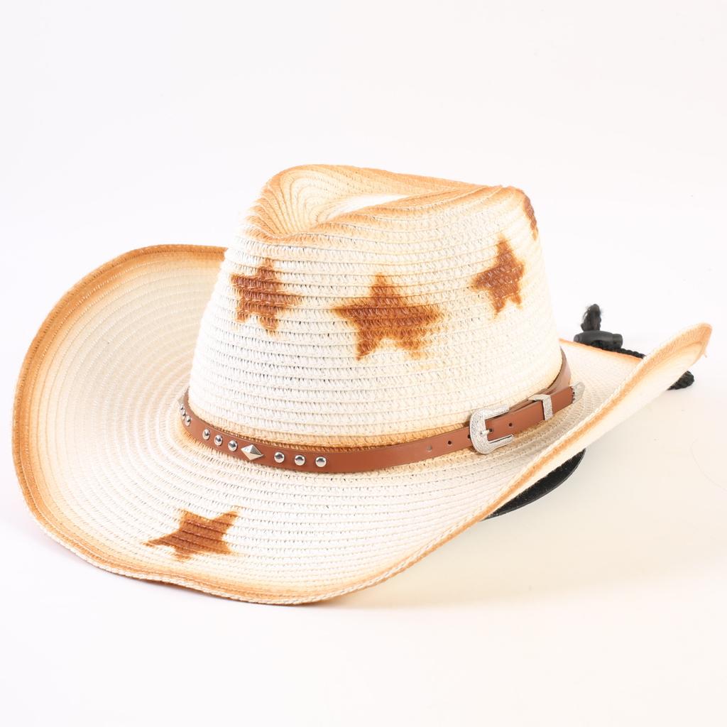 Popular Western Cowboy Straw Hat Men's and Women's Fashion Shade Straw Hat Classic Outdoor Western Cowboy Hat