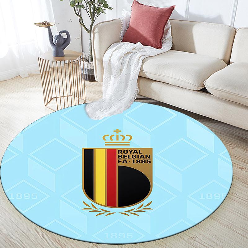 Belgium National Football Team Round Area Rug,Carpet Rug for Living Room Bedroom Sofa Playroom Decor,Non-slip Floor Mat