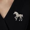 1Pc Zinc Alloy Vintage Horse Brooch Gift Diamond Inlaid Exquisite Vintage Cloth Decoration