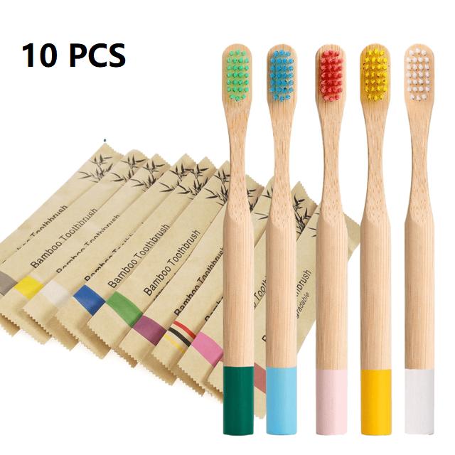 10/20 Pcs Kids Bamboo Toothbrush Natural Soft Bristle Wooden Toothbrush Natural Wood Organic Toothbrush BPA-Free Travel