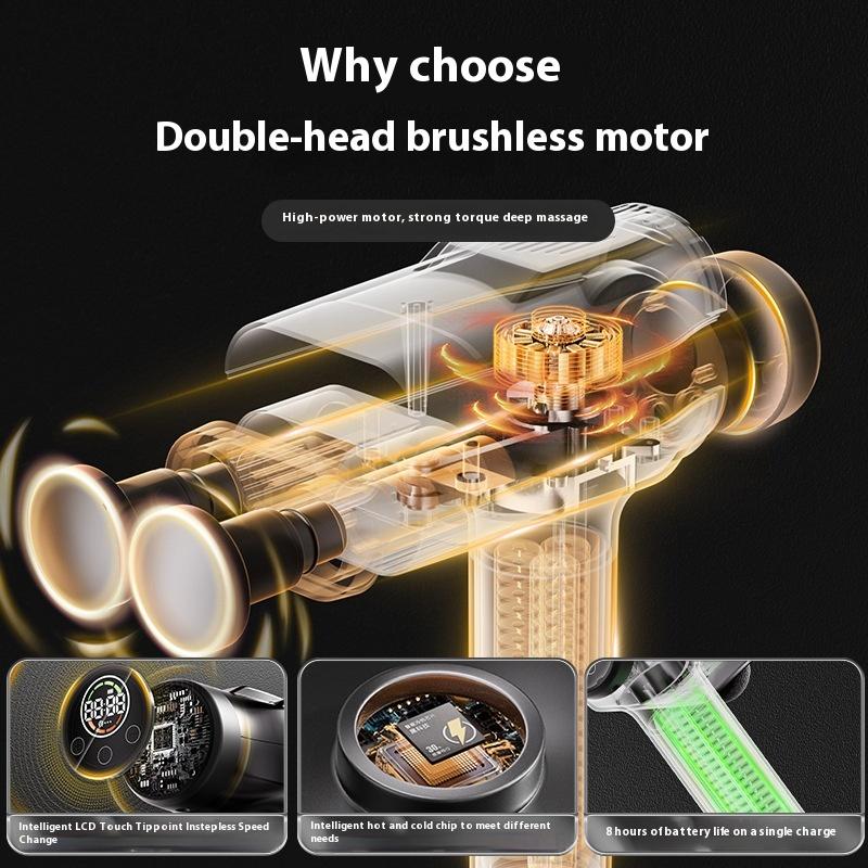 Doppelkopf Handheld Mini Massagepistole mit Tiefengewebeklopfen Muskelmassagepistole Multifunktionale Wiederaufladbare Faszienpistole