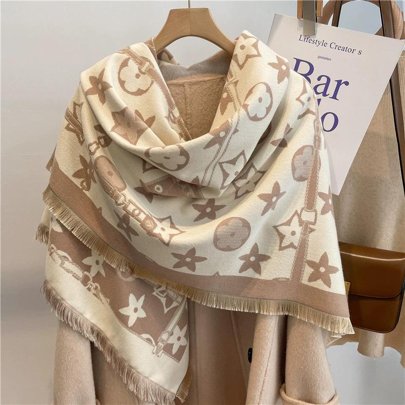 Women's High-Quality Wool Cashmere Scarf: Thick, Warm, Tassel Shawl for Autumn and Winter