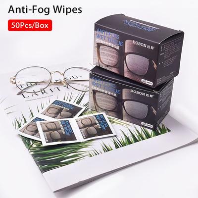 50 Stück/Karton Vorgefeuchtete Anti-Beschlag-Tücher Einweg Einzeln verpackt Linsen-Tücher Brillen-Tücher Entnebler Feuchte Tücher