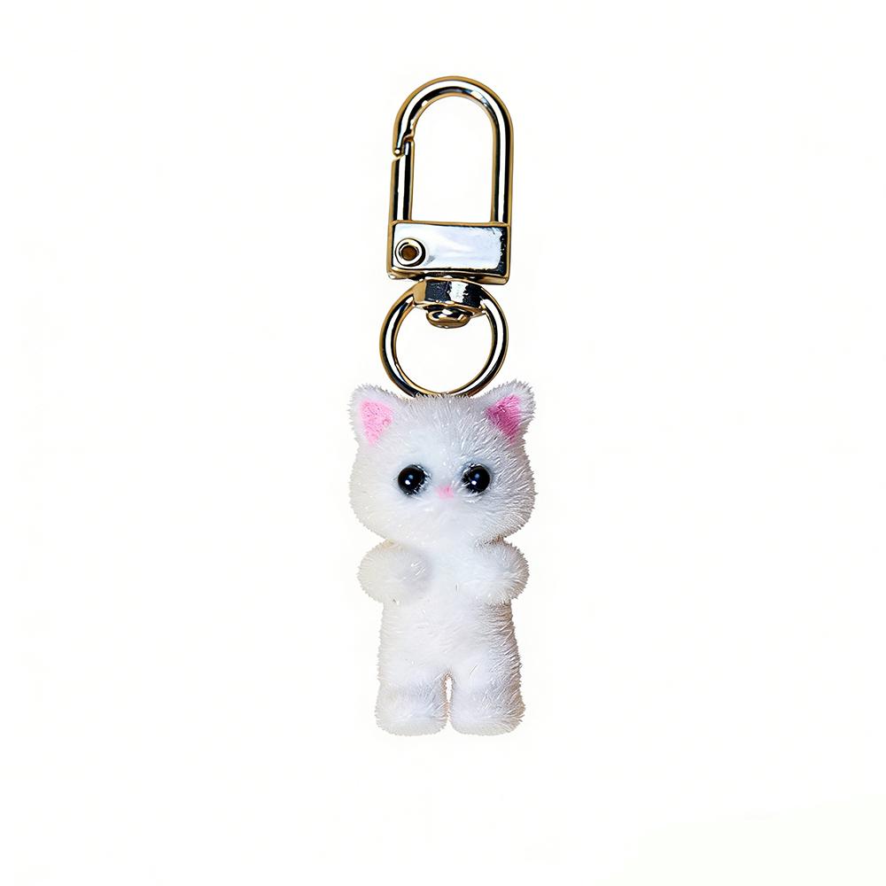 

Bag Hanging Plush Cat Pendant Creative Car Key Ring Personality Cat Keychain Gifts White Single