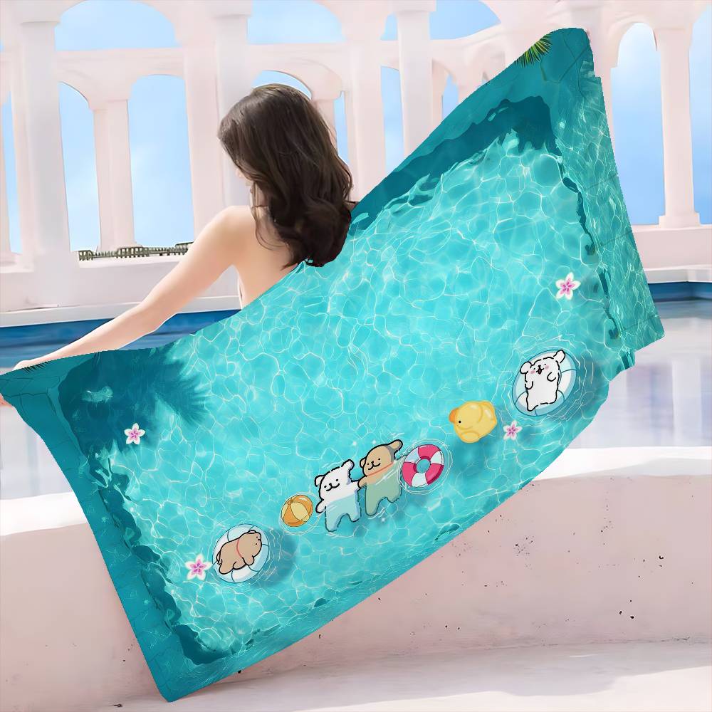 Line CARTOON P-PuppyS Microfiber Printed Beach Towel Mountain Climbing Yoga Beach Swimming Running Absorbent Soft Towel