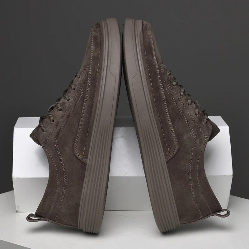 Fashion Suede Leather Mens Sneakers Fashion Lace Up Casual Shoes Men All-match Outdoor Oxford Shoes Versatile Male Formal Dress Footwear
